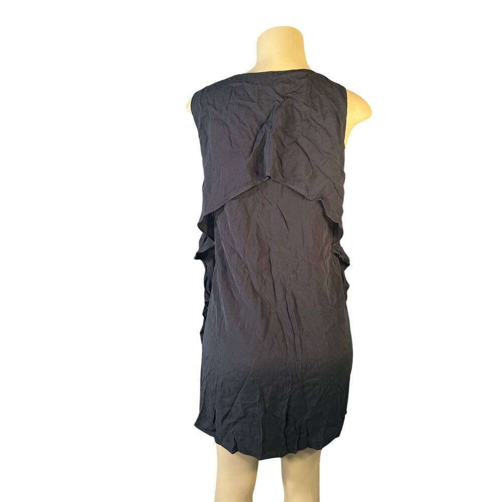 Women S Ramy Brook New York Black Silk Mini Dress Sleeveless V-Neck Ruffle Side - Picture 5 of 7